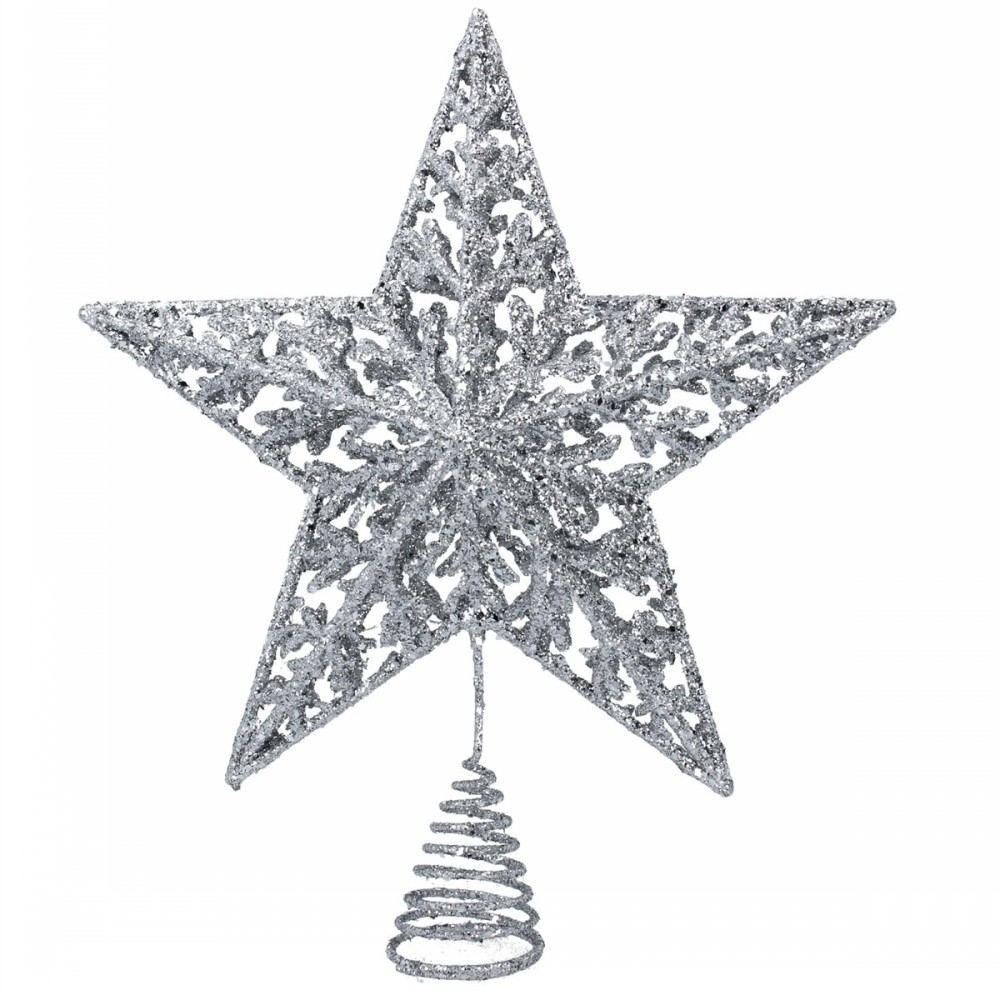 Silver Glitter Star Tree Top 